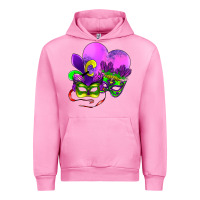 Fuchsia Pink mardi gras heart and mask Urban Hoodie - AdoDesignShop