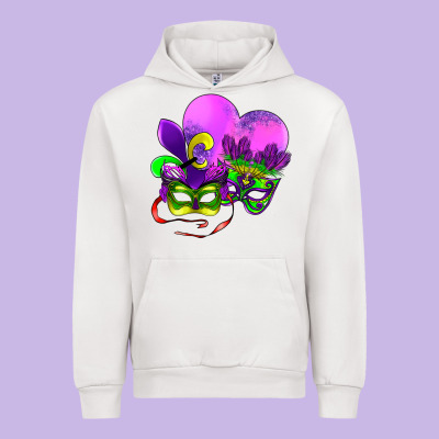 Mardi Gras Heart And Mask Urban Hoodie Designed By Adodesignshop