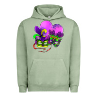 Pigment Oil Green mardi gras heart and mask Urban Hoodie - AdoDesignShop
