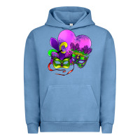 Pigment Pebble Blue mardi gras heart and mask Urban Hoodie - AdoDesignShop