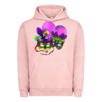 Pigment Salmon mardi gras heart and mask Urban Hoodie - AdoDesignShop