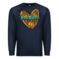 Navy thankful pumpkin heart Premium Sweatshirt - RanaPortraitStore