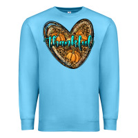 Ocean Blue thankful pumpkin heart Premium Sweatshirt - RanaPortraitStore