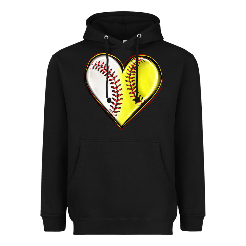 Baseball And Softball Heart Heavyweight Hoodie by texasbilliewilder | Teevron
