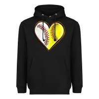 Black baseball and softball heart Heavyweight Hoodie - texasbilliewilder