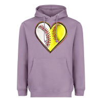 Lavender baseball and softball heart Heavyweight Hoodie - texasbilliewilder