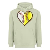 Matcha baseball and softball heart Heavyweight Hoodie - texasbilliewilder
