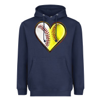 Navy baseball and softball heart Heavyweight Hoodie - texasbilliewilder