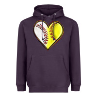 Plum baseball and softball heart Heavyweight Hoodie - texasbilliewilder