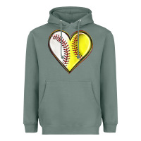 Sage baseball and softball heart Heavyweight Hoodie - texasbilliewilder