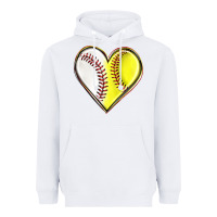 White baseball and softball heart Heavyweight Hoodie - texasbilliewilder