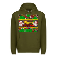 Army Green merry Christmas with Santa Claus Premium Hoodie - AdoDesignShop