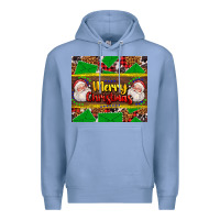 Colony Blue merry Christmas with Santa Claus Premium Hoodie - AdoDesignShop