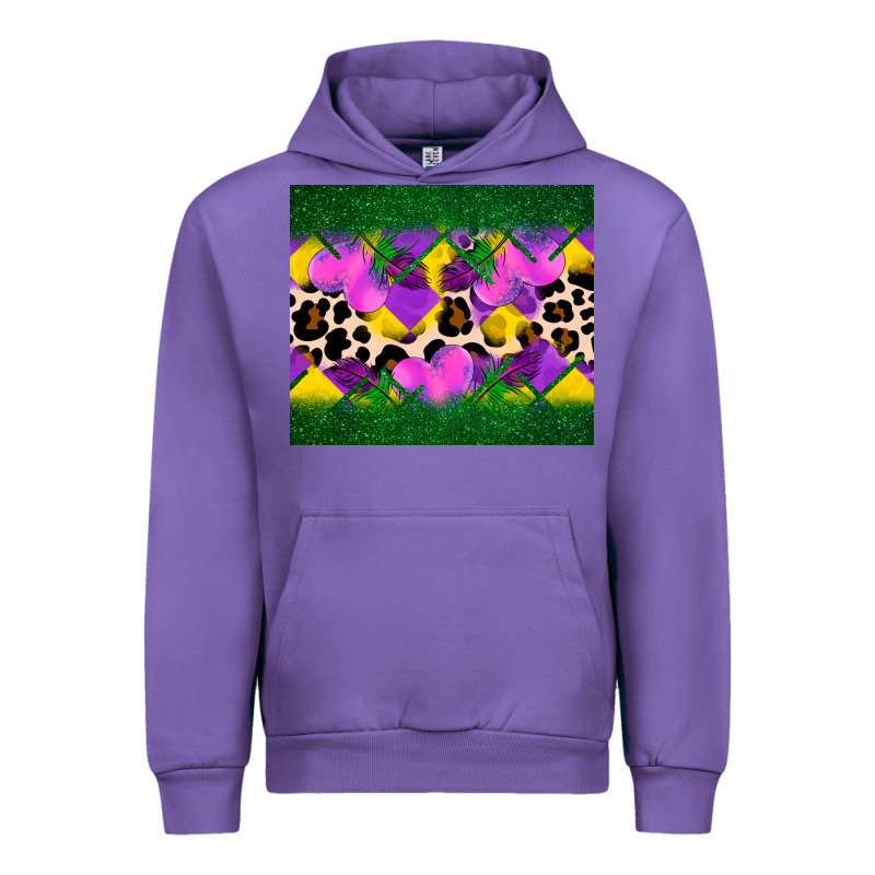 Mardi Gras Leopard And Heart Urban Hoodie by AdoDesignShop | Teevron