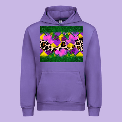 Mardi Gras Leopard And Heart Urban Hoodie Designed By Adodesignshop