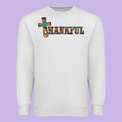 Thankful Pumpkin Cross Premium Sweatshirt Designed By Ranaportraitstore