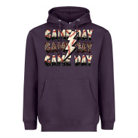 Plum game day game day baseball lightning bolt Heavyweight Hoodie - Zillion Design Studio
