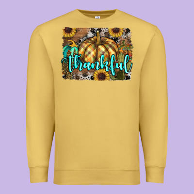 Thankful Pumpkin Premium Sweatshirt Designed By Ranaportraitstore