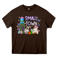 Chocolate Brown Small Town Easter Day Heavy Core Tee - CowhideDigitalArt