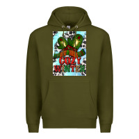 Army Green cozy winter with gloves and scarf Premium Hoodie - AdoDesignShop