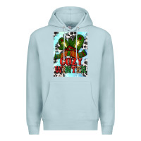 Blue Mist cozy winter with gloves and scarf Premium Hoodie - AdoDesignShop