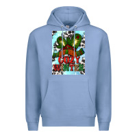 Colony Blue cozy winter with gloves and scarf Premium Hoodie - AdoDesignShop