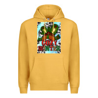 Mustard cozy winter with gloves and scarf Premium Hoodie - AdoDesignShop