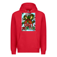 Red cozy winter with gloves and scarf Premium Hoodie - AdoDesignShop