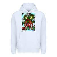 White cozy winter with gloves and scarf Premium Hoodie - AdoDesignShop