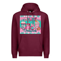 Burgundy merry Christmas pink coffee Premium Hoodie - Jasminsmagicworld