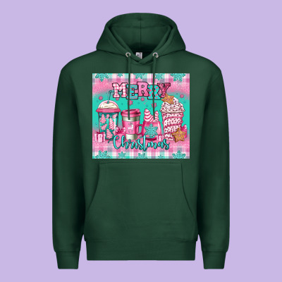 Merry Christmas Pink Coffee Premium Hoodie Designed By Jasminsmagicworld