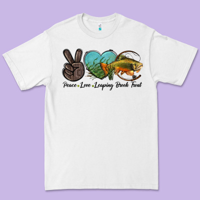 Peace Love Leaping Brook Trout Premium Tee Designed By Lillyallendesigns