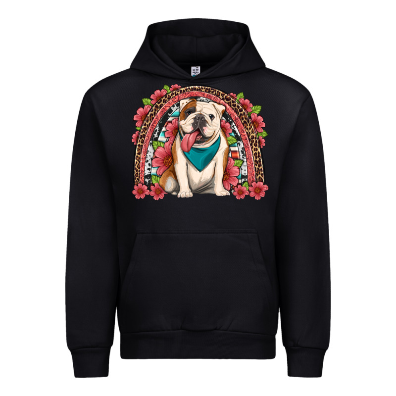 English Bulldog Floral Rainbow Urban Hoodie by Artiststas | Teevron