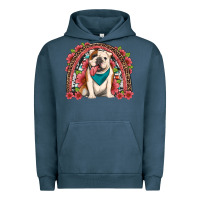 Pigment Midnight Navy english bulldog floral rainbow Urban Hoodie - Artiststas