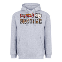 Heather Grey baseball brother with leopard Heavyweight Hoodie - texasbilliewilder