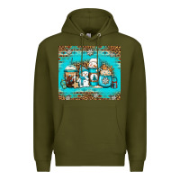 Army Green winter snowman coffee Premium Hoodie - Jasminsmagicworld