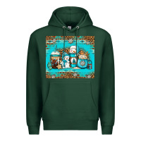 Sports Green winter snowman coffee Premium Hoodie - Jasminsmagicworld