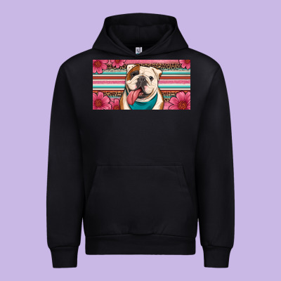 English Bulldog Floral License Plate Urban Hoodie Designed By Artiststas