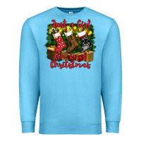 Ocean Blue just a girl who loves christmas Premium Sweatshirt - RanaPortraitStore