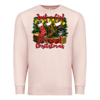 Pale Pink just a girl who loves christmas Premium Sweatshirt - RanaPortraitStore