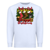 White just a girl who loves christmas Premium Sweatshirt - RanaPortraitStore