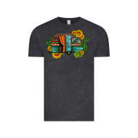 Vintage Black caravan sunflowers and cactus Vintage Tee - Artiststas