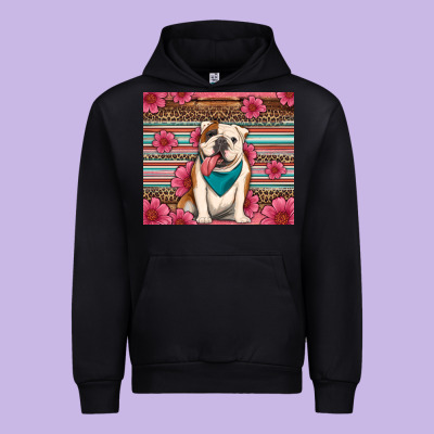 British Bulldog Floral Serape Urban Hoodie Designed By Artiststas