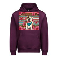 Mauve Wine british bulldog floral serape Urban Hoodie - Artiststas