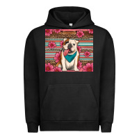 Pigment Black british bulldog floral serape Urban Hoodie - Artiststas