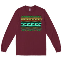 Burgundy turquoise aztec bullskull and horse Long Sleeve Tee - BarkalooDesign