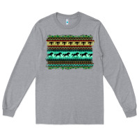 Heather Grey turquoise aztec bullskull and horse Long Sleeve Tee - BarkalooDesign