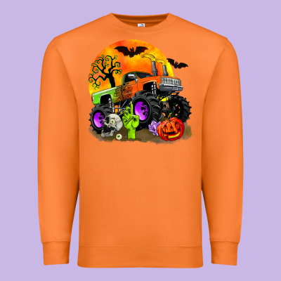 Halloween Monster Truck Premium Sweatshirt Designed By Zillion Design Studio