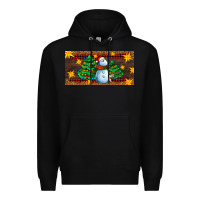 Black christmas tree with snowman Premium Hoodie - AdoDesignShop