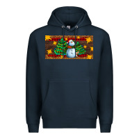 Navy christmas tree with snowman Premium Hoodie - AdoDesignShop